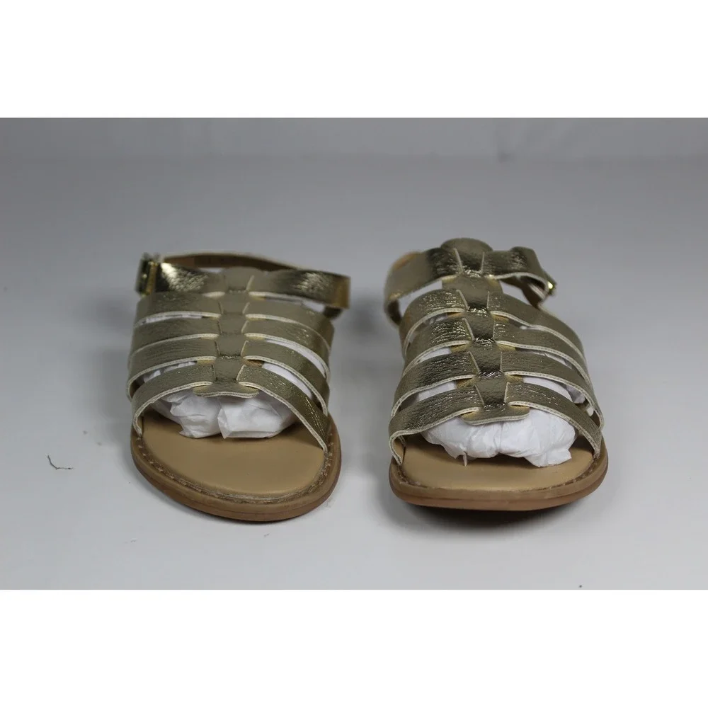 Gap Kids Girls Gold Metallic Gladiator Sandals Strappy Buckle Flat Shoes Size 13